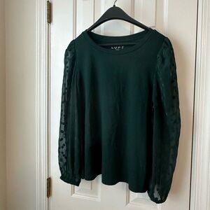 LOFT Hunter Green Fitted Long Sleeve Top Size M